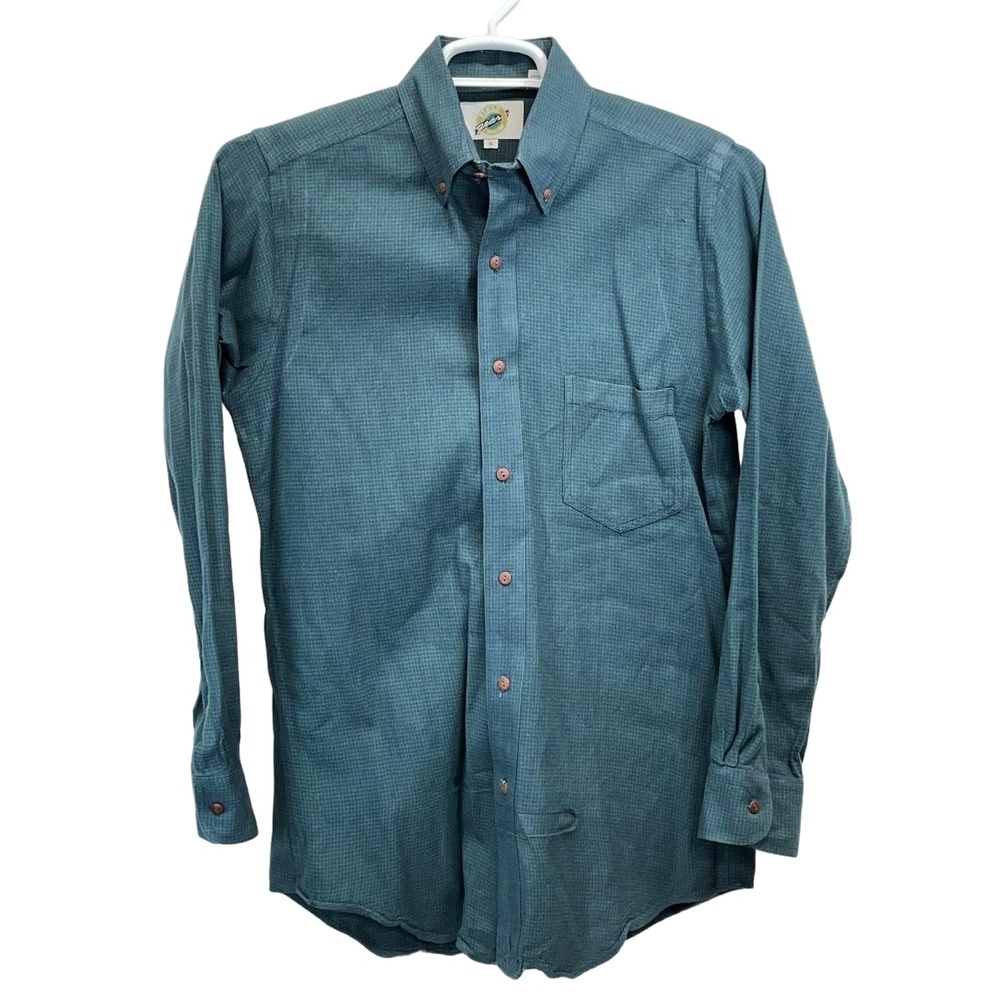 Vintage Field Gear Men's Green Cotton L/S Button Up Polo Shirt Small‎